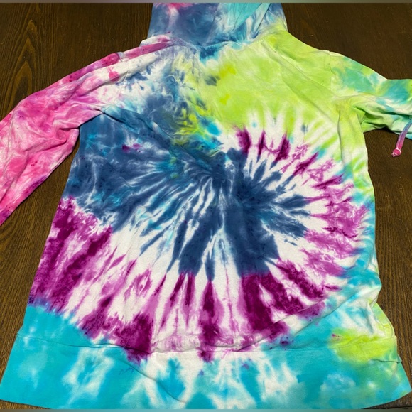 2 for $12 💖 Sofra Thin White Full Zip Tie Dye Handmade Hoodie Size Small - Picture 2 of 3
